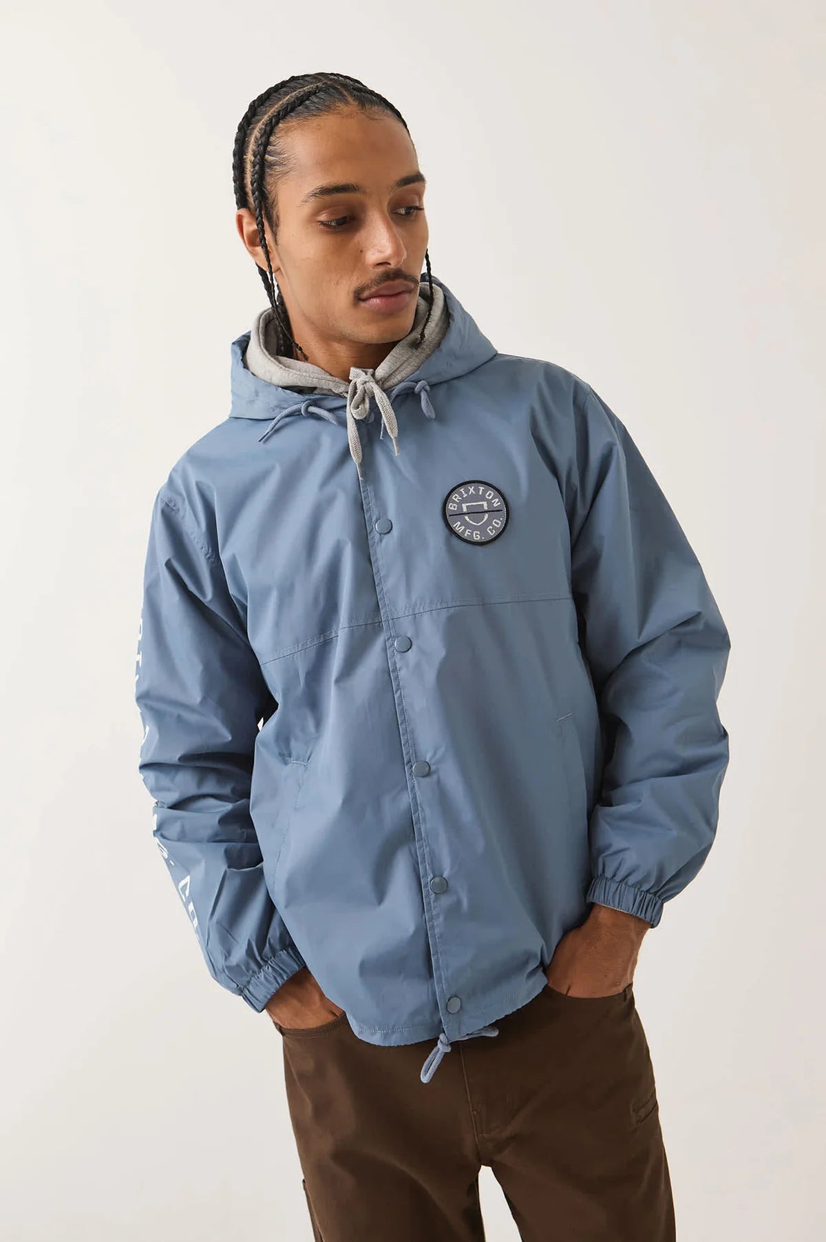 Brixton Claxton Hooded Lightweight Jacket - Slate