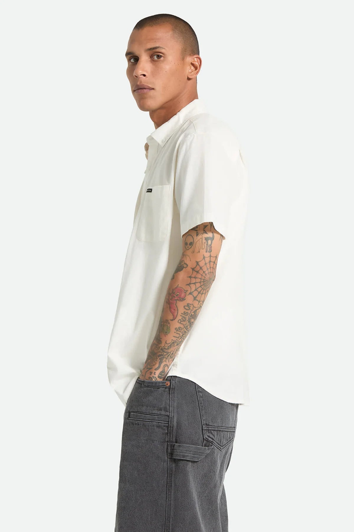 Brixton Sanford Oxford S/S Shirt - Off-White