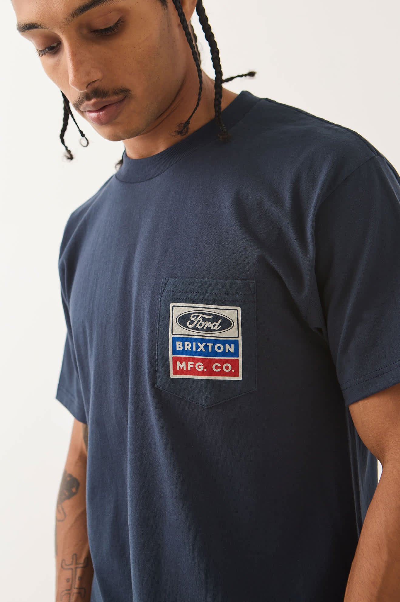 Brixton x Ford Service Dept. Pocket Tee - American Navy