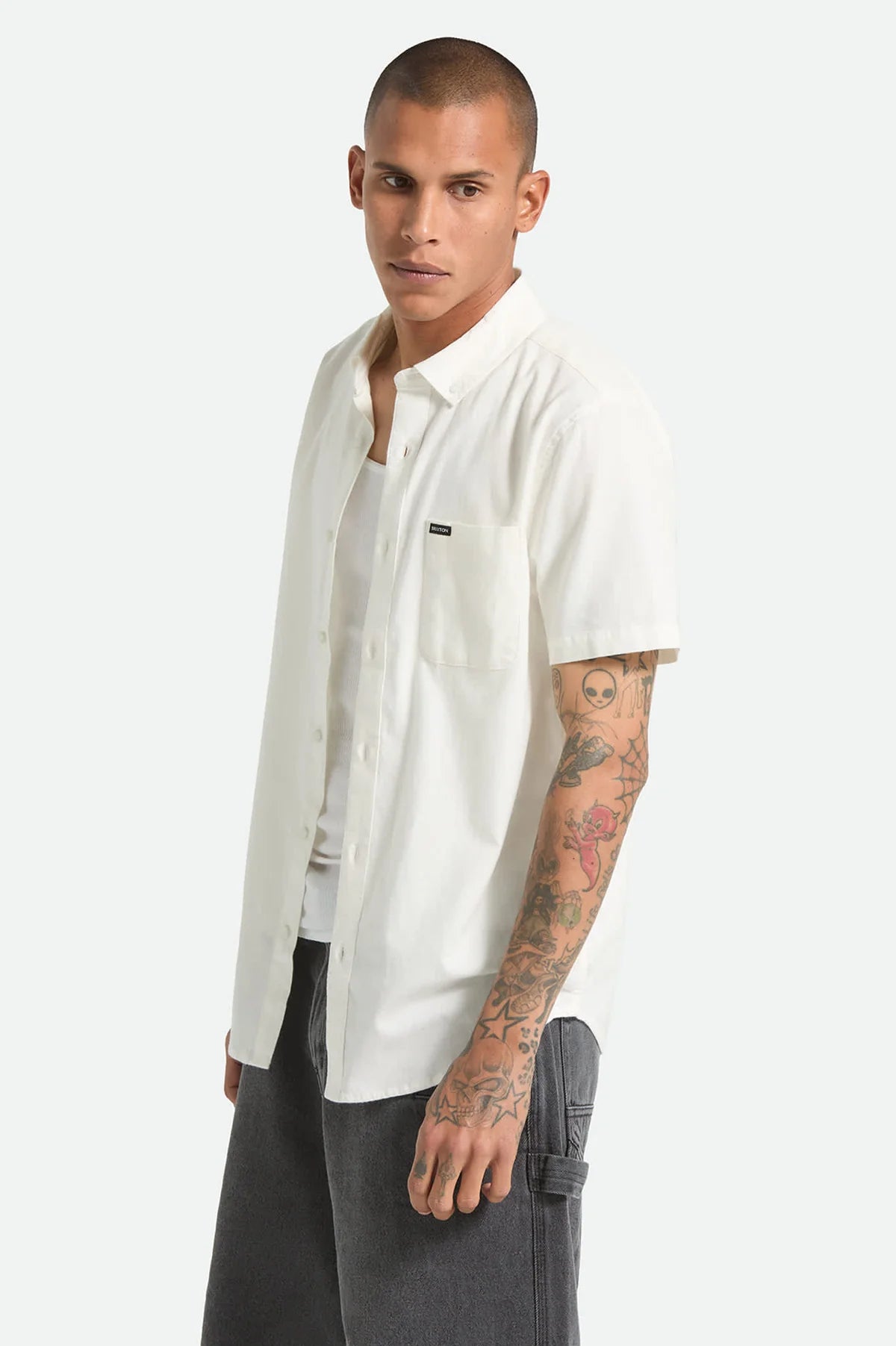 Brixton Sanford Oxford S/S Shirt - Off-White