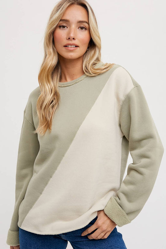 Color Block Sweatshirt - Sage