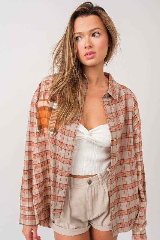 Patchwork Shirt: Rust