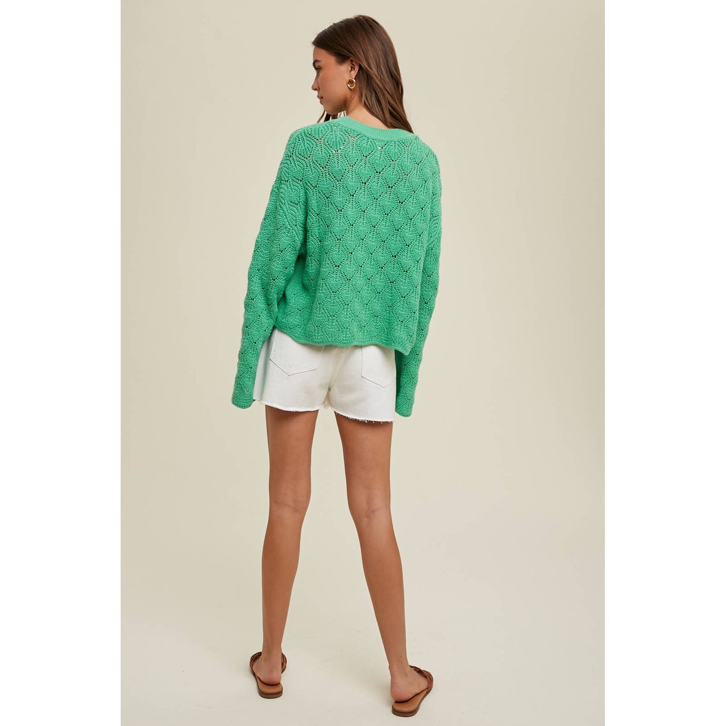 Wishlist DAISY EMBROIDERED SWEATER - GREEN