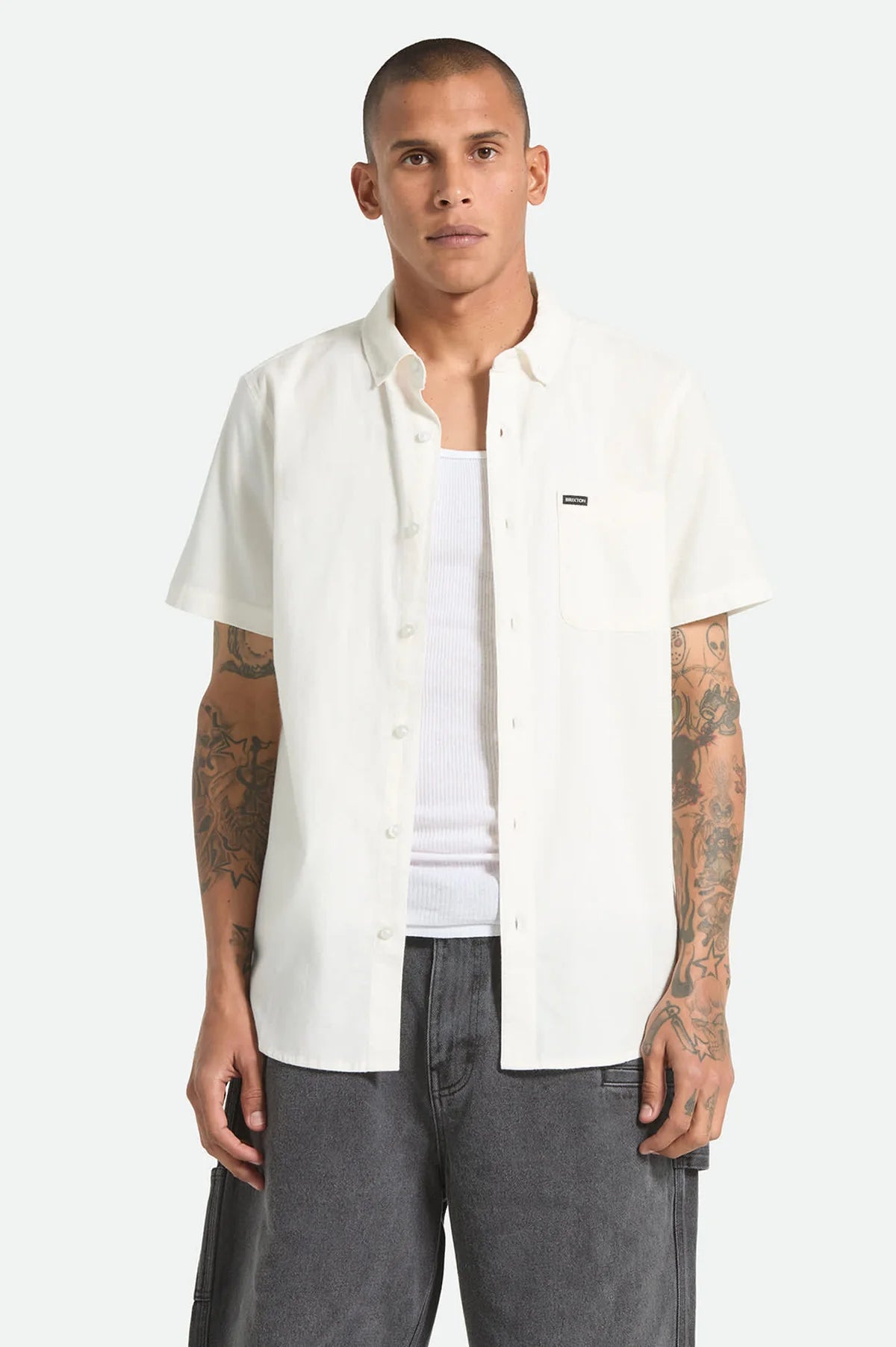 Brixton Sanford Oxford S/S Shirt - Off-White