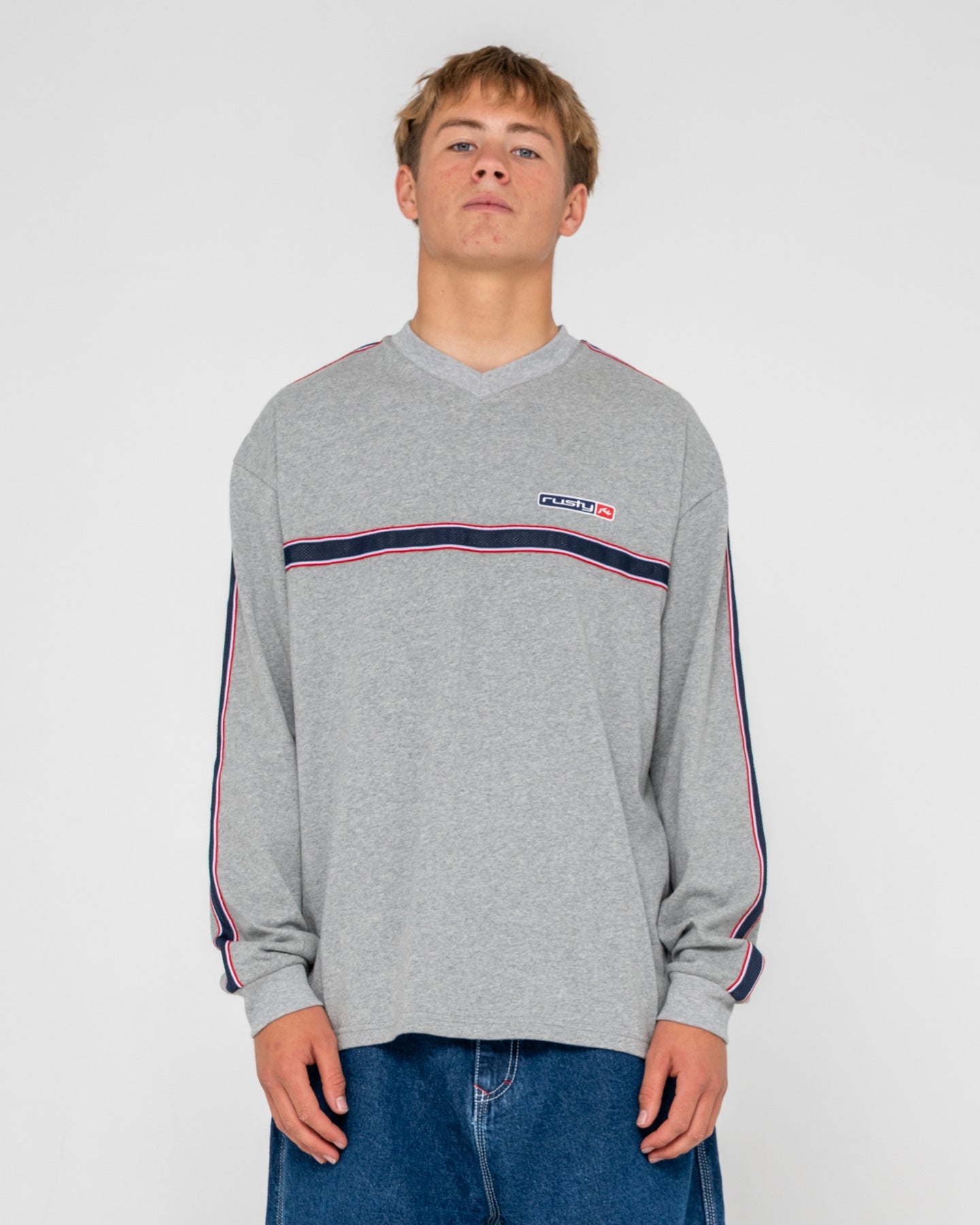 Rusty V-Money L/S Tee - Grey Marle