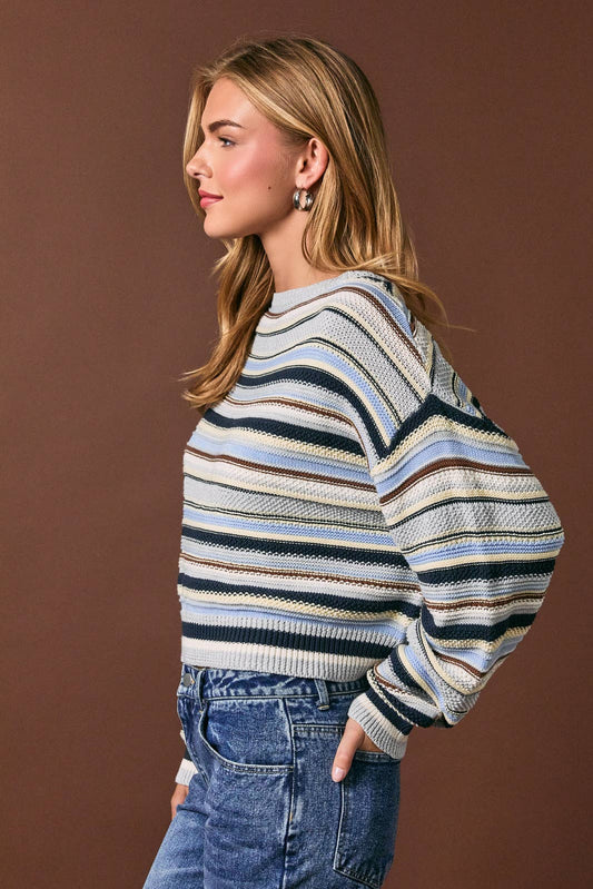 Boat Neck Textured Sweater Top