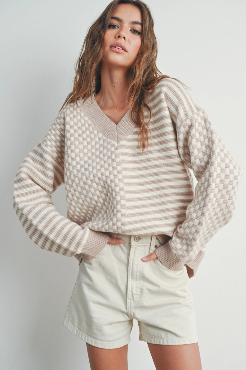 Checker Sweater: Taupe