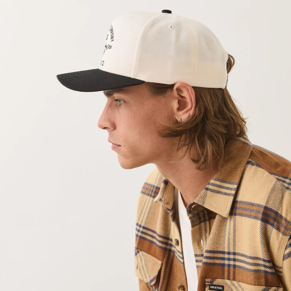 Brixton x Ford Mustang SnapBack Hat - Wimbledon White/Burnt Rubber