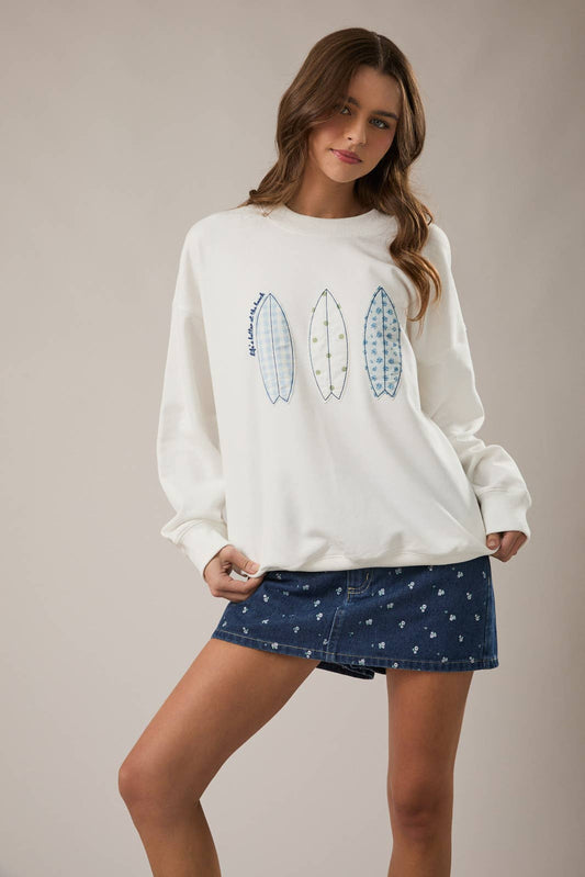 Crewneck Patchwork Surfboard Sweatshirt