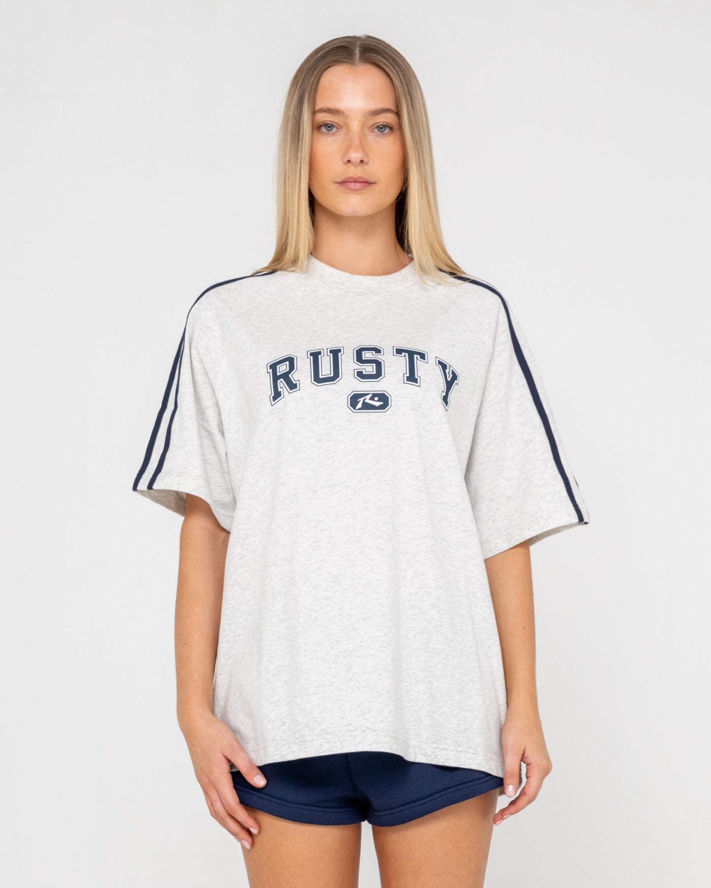 Rusty All Saint Collegiate OG Oversize Tee - Ecru Marle