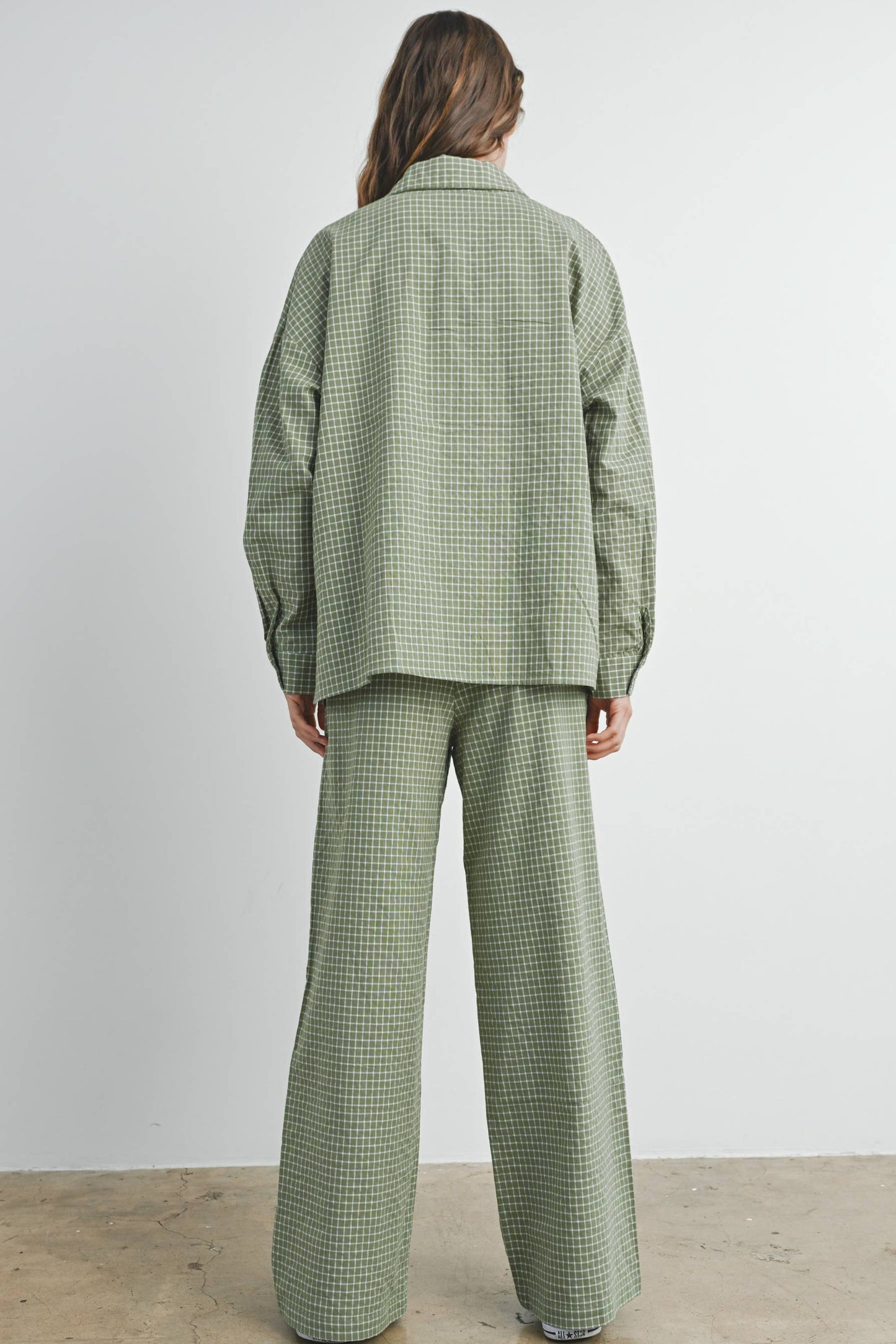 Oversized Check Shirt: Olive