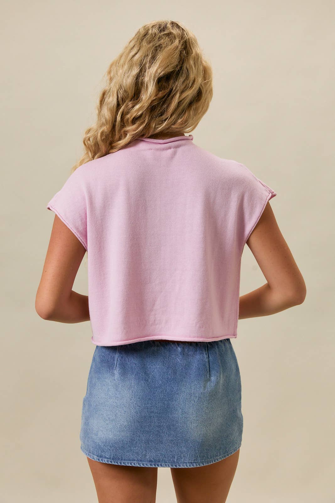 Mock Neck USA Sweater - Pink