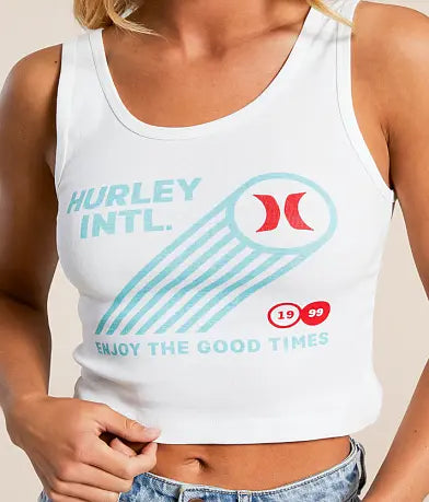 Hurley Championship Scoop Crop Tank Top - White