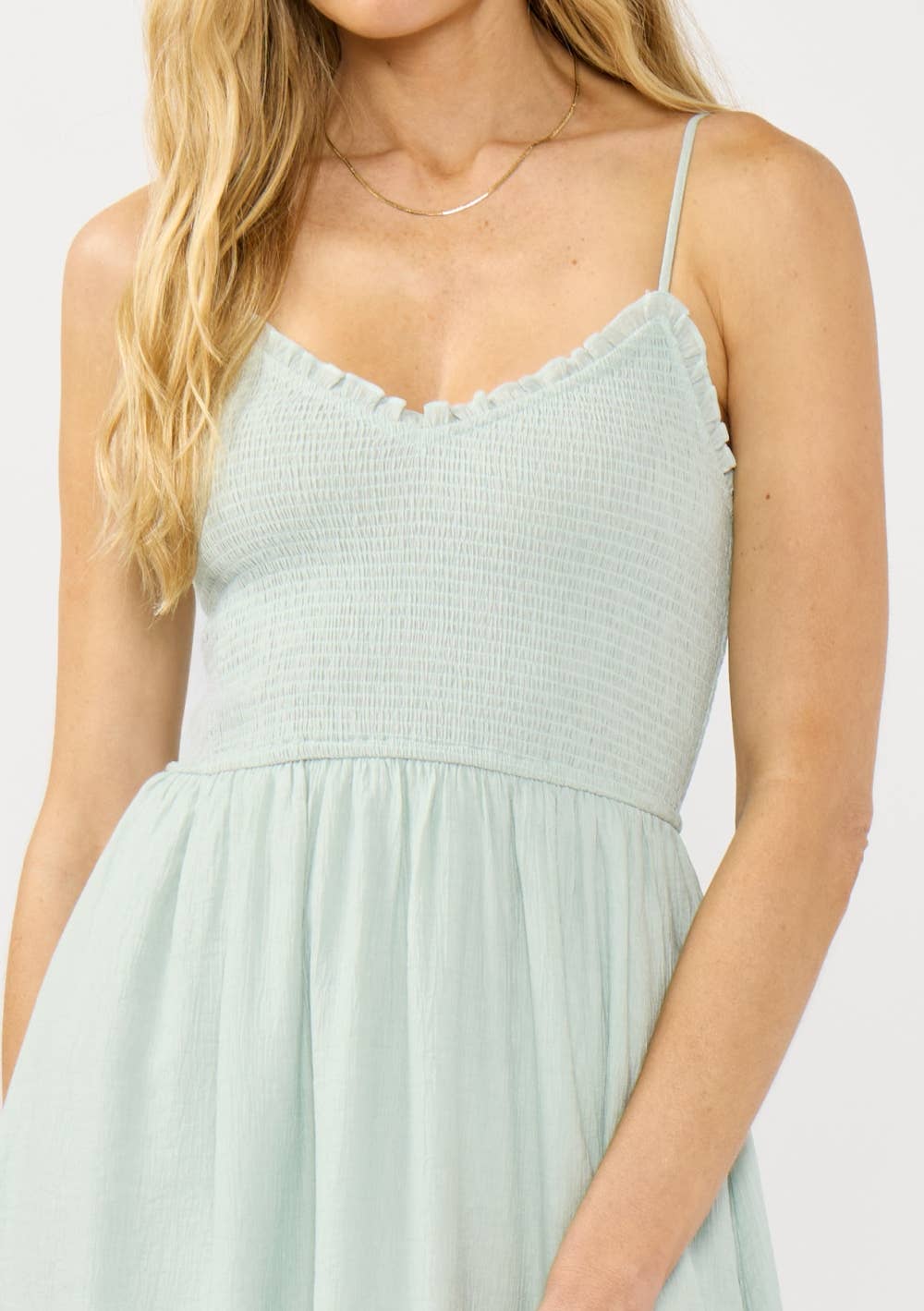 Spaghetti Strap V-Neck Midi Dress - Mint Green