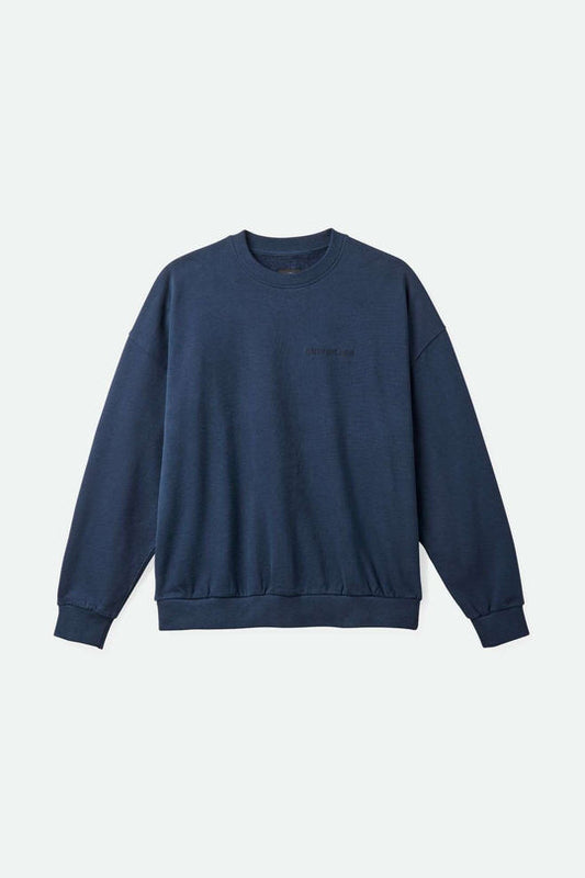 Brixton Embroidered Heavyweight Crewneck - Washed Navy