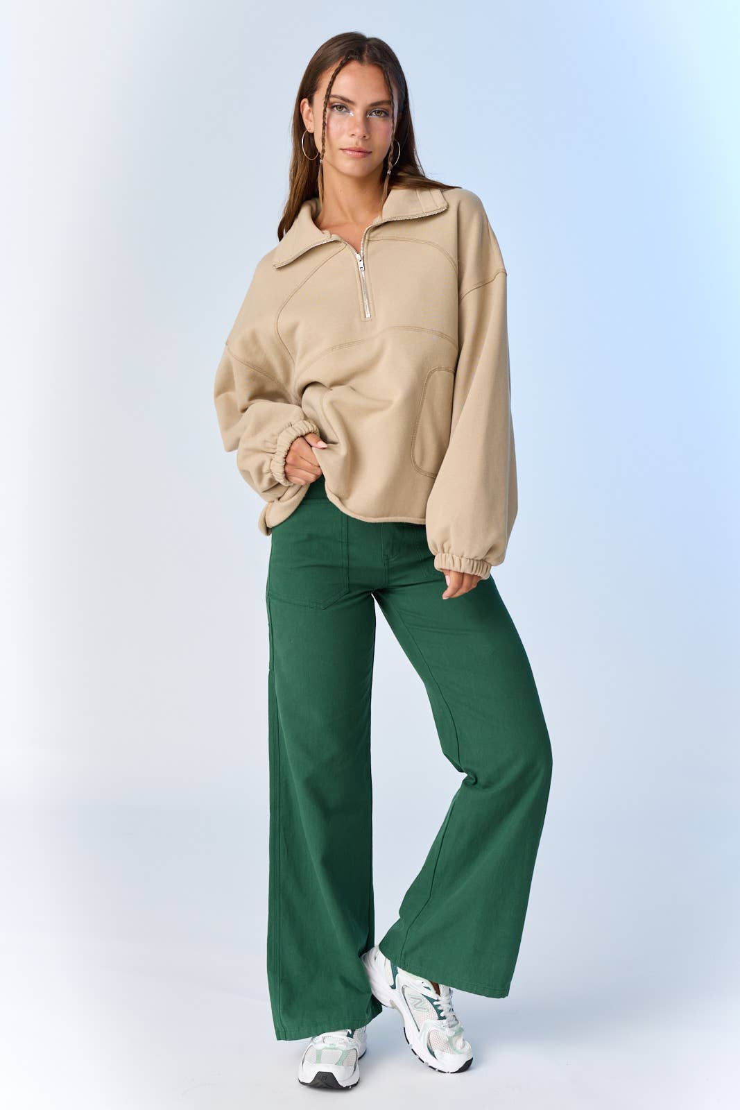 Oversized Half-Zip: Taupe