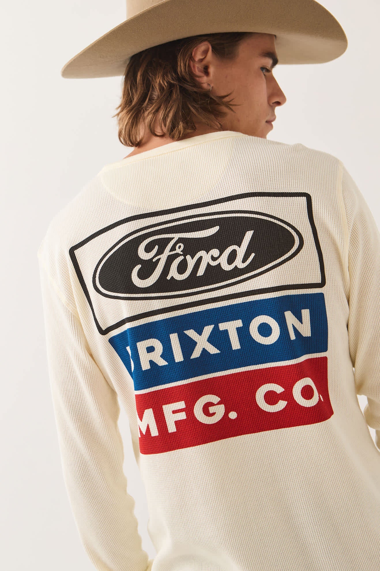 Brixton x Ford Service Dept. L/S Waffle Knit - Wimbledon White