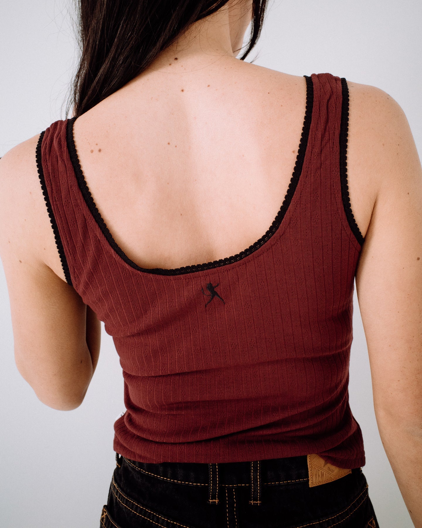 Rusty Cassian Ribbed Scoop Neck Singlet Top - Burgundy