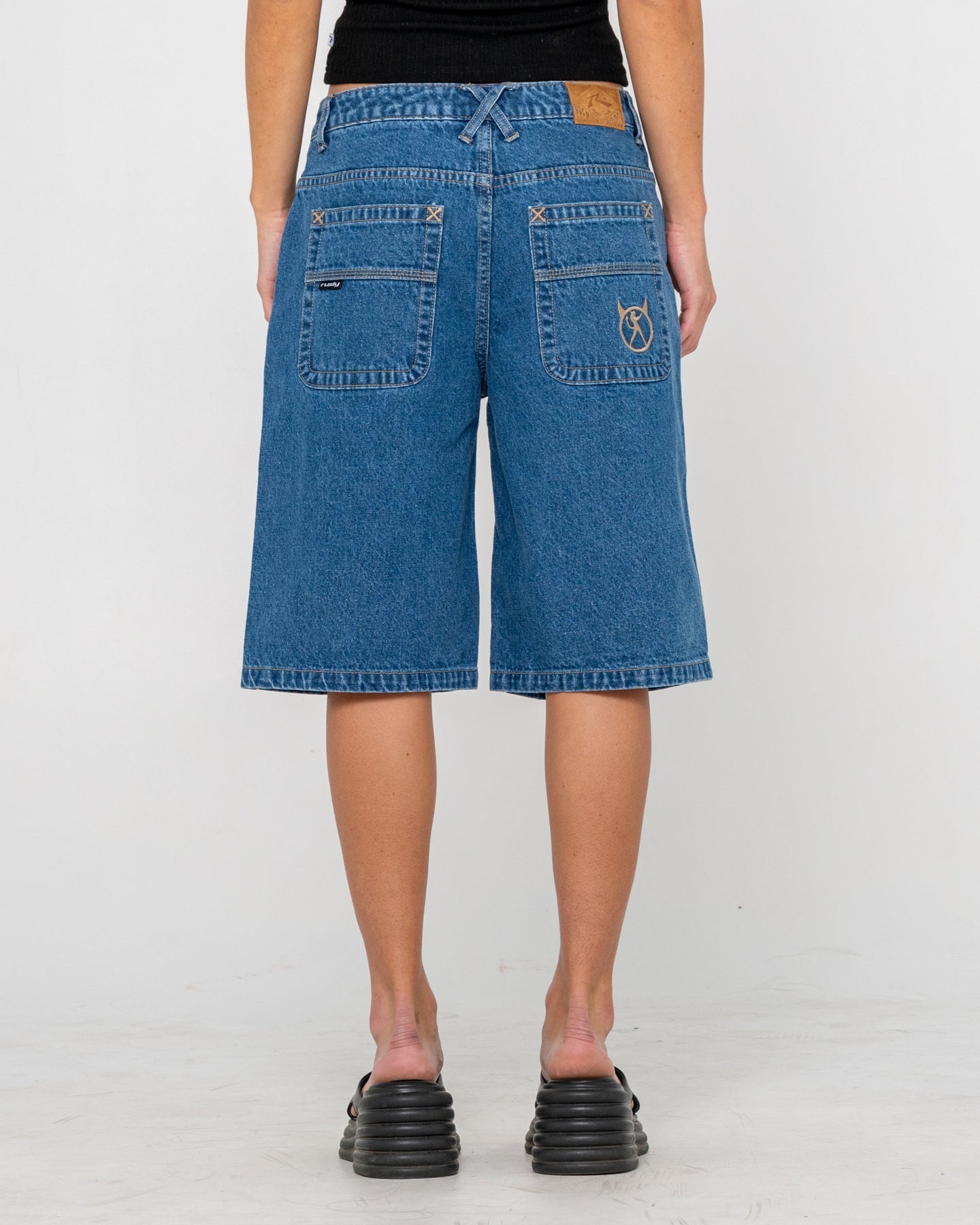 Rusty Bethany Baggy Low Rise Denim Jort - Middy Blue