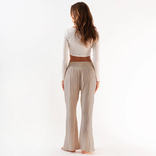 Stone Wide Leg Cotton Pants