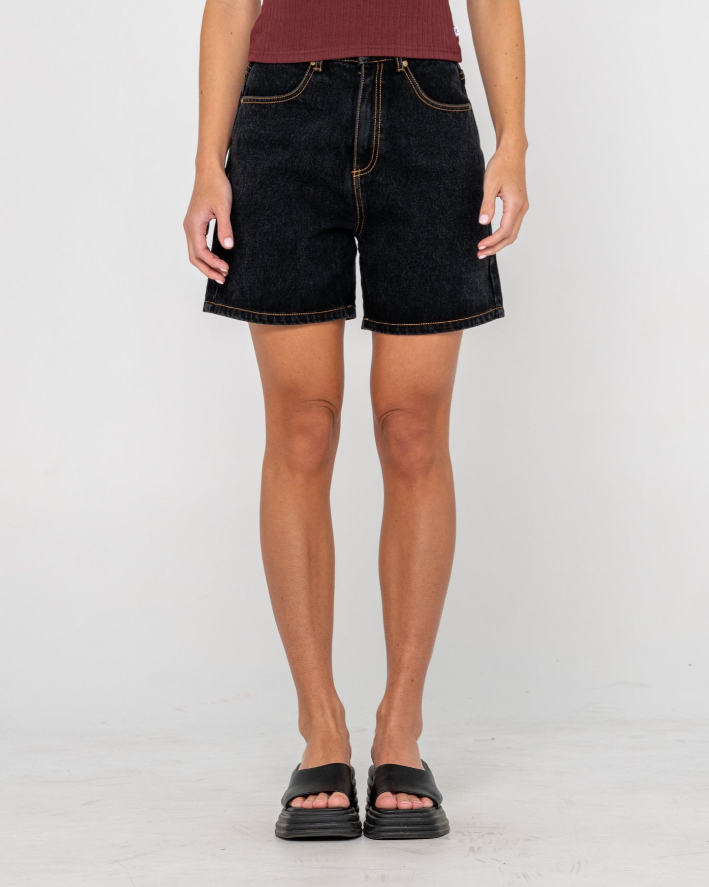 Rusty Cyprus High Denim Short - Blackout