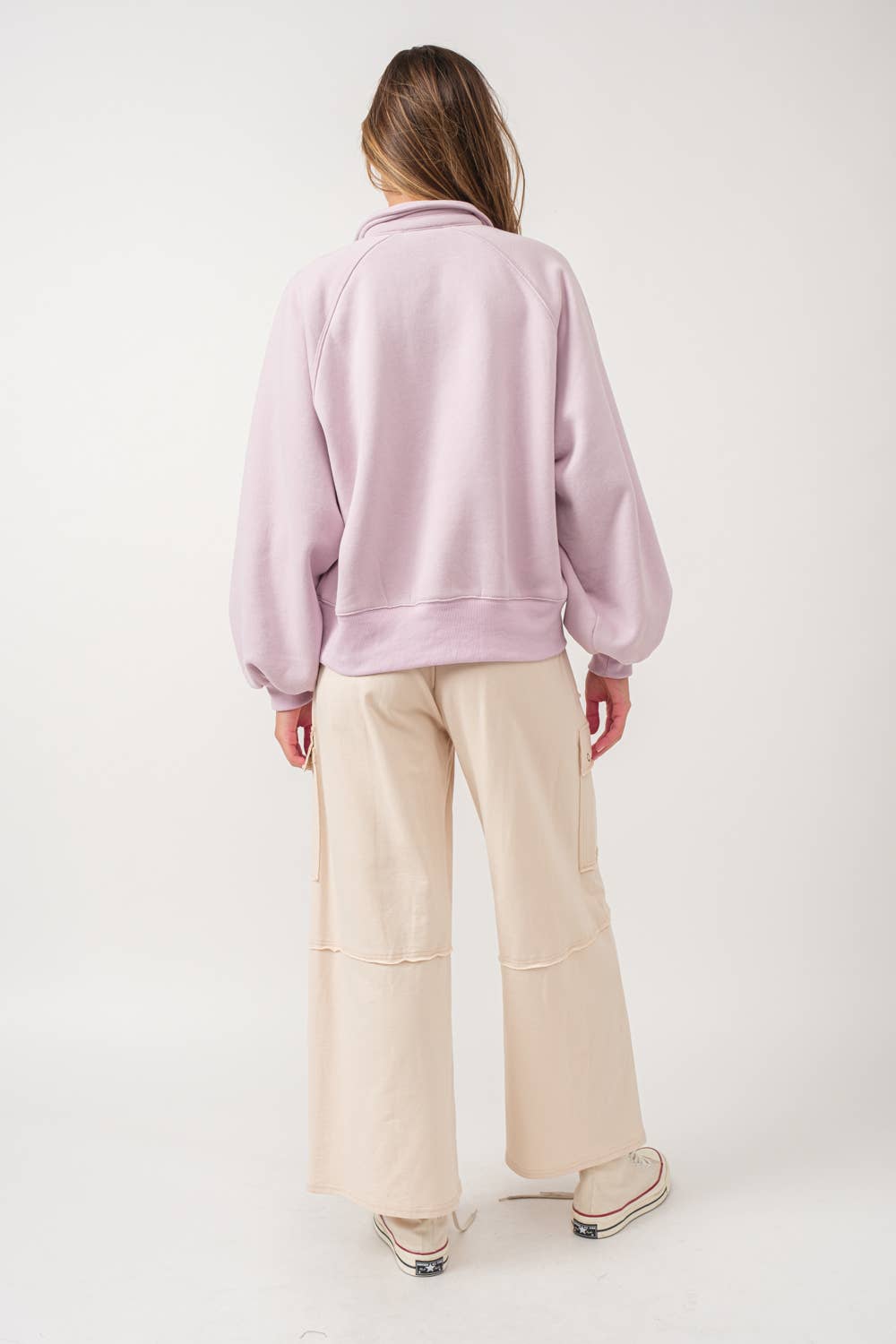 Button Up Crew Neck: Lilac