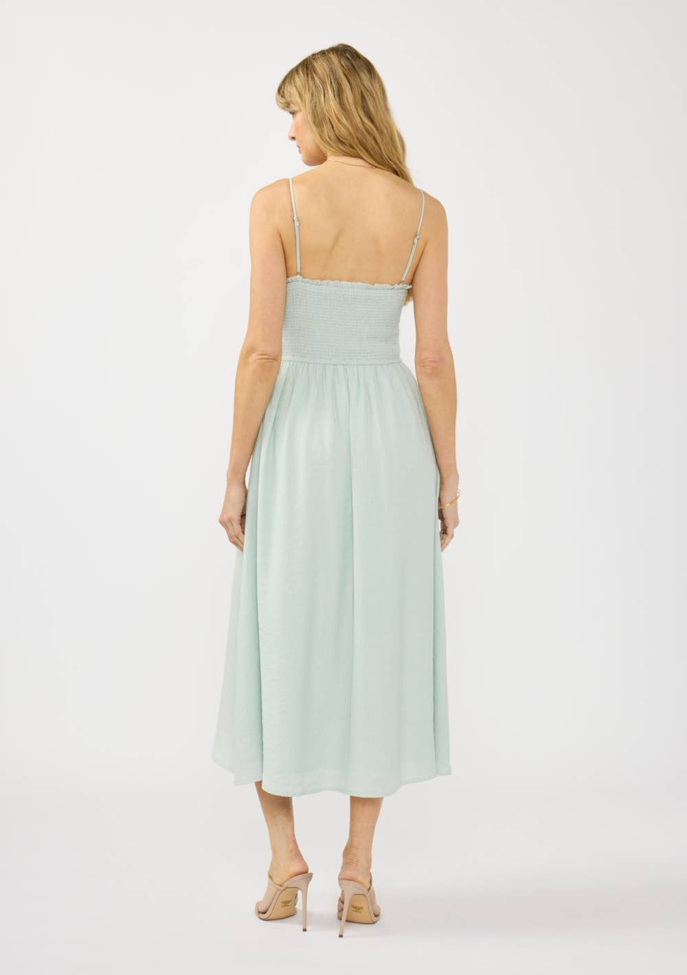 Spaghetti Strap V-Neck Midi Dress - Mint Green