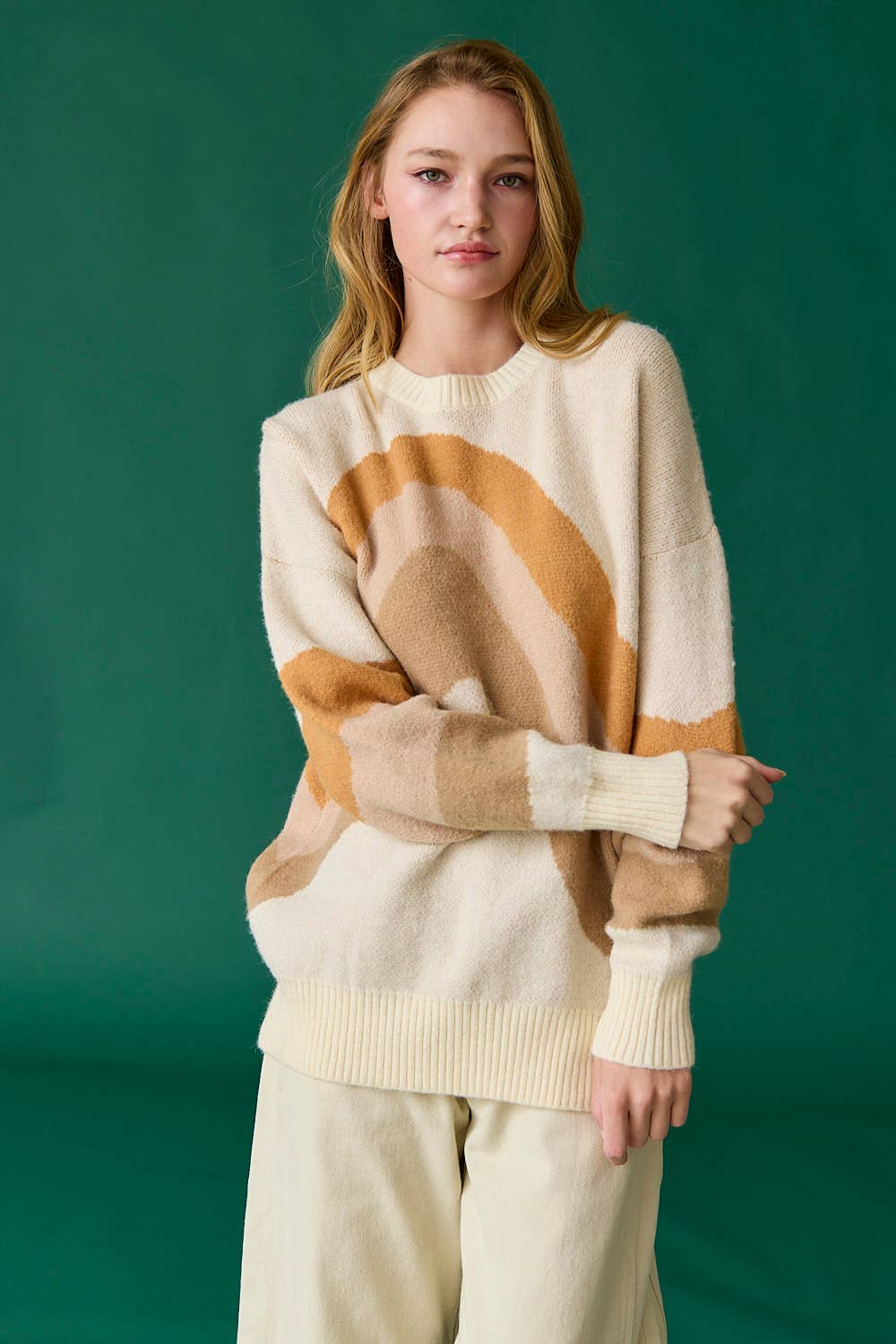 Oversized Tunic Sweather - Wave Knit