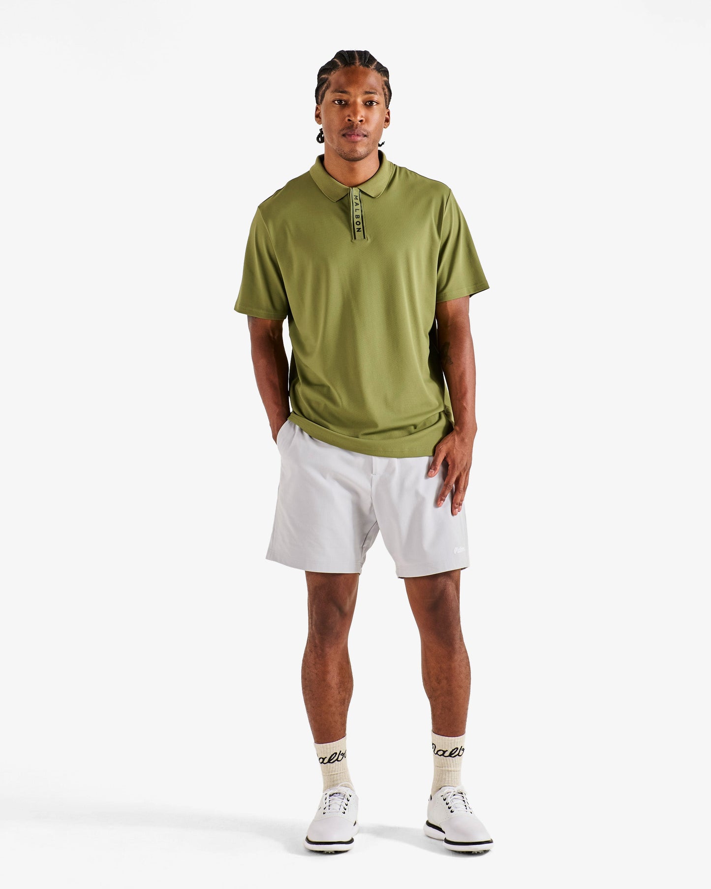 Malbon Block Placket Polo - Military Green