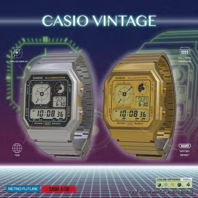 Casio A130WE-7A Vintage Silver Watch