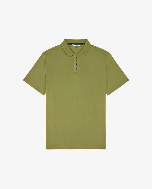 Malbon Block Placket Polo - Military Green