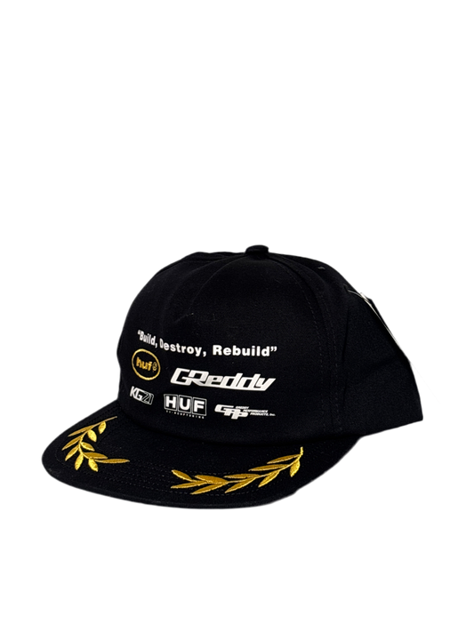 HUF x GReddy Team Snapback Hat - Black