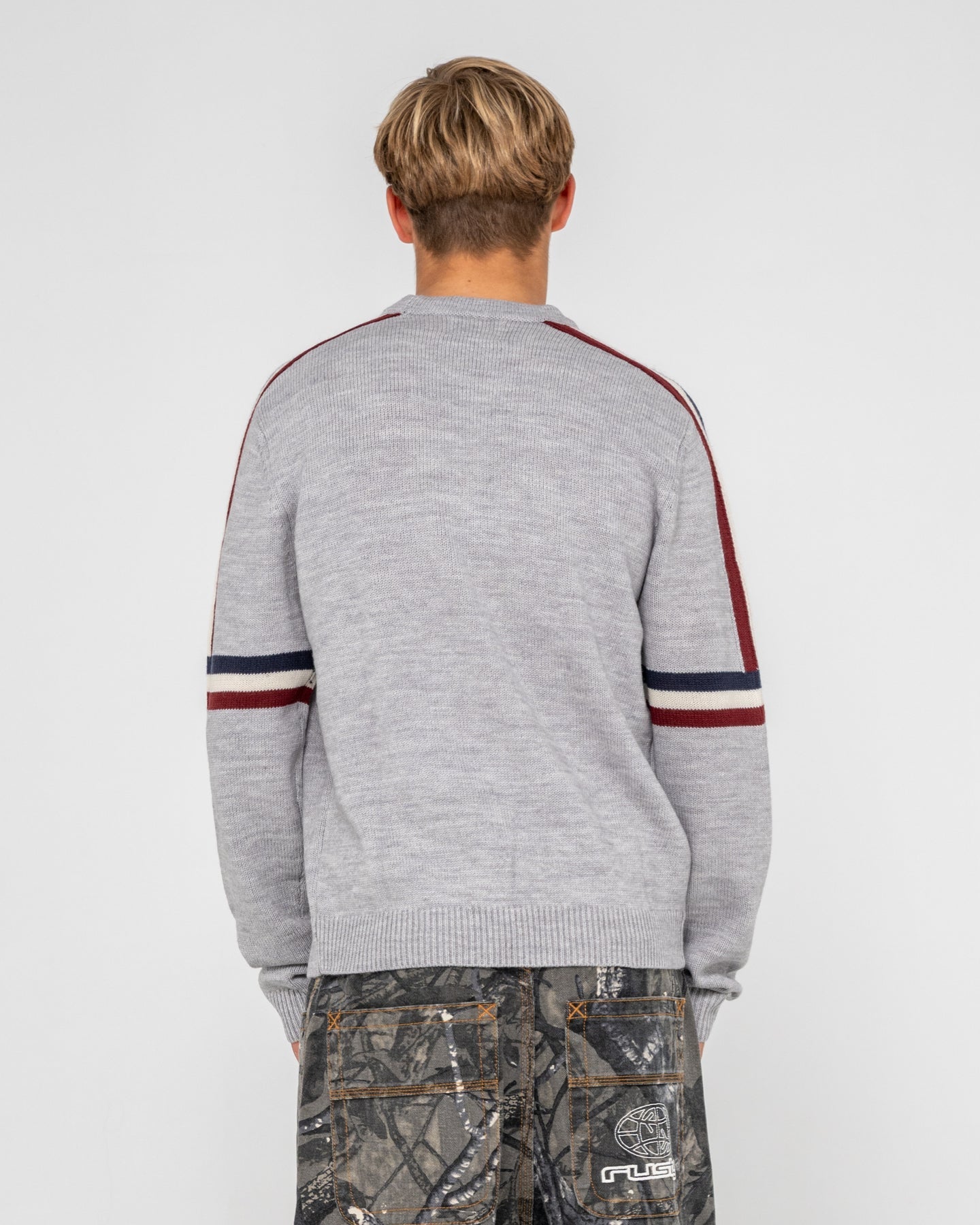 Rusty Moritz 2.0 Graffiti R Crew Knit Sweater - Grey Marle