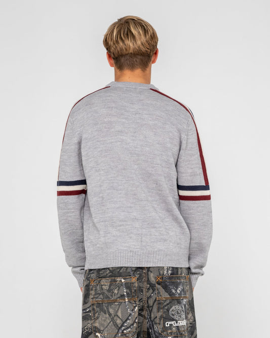 Rusty Moritz 2.0 Graffiti R Crew Knit Sweater - Grey Marle