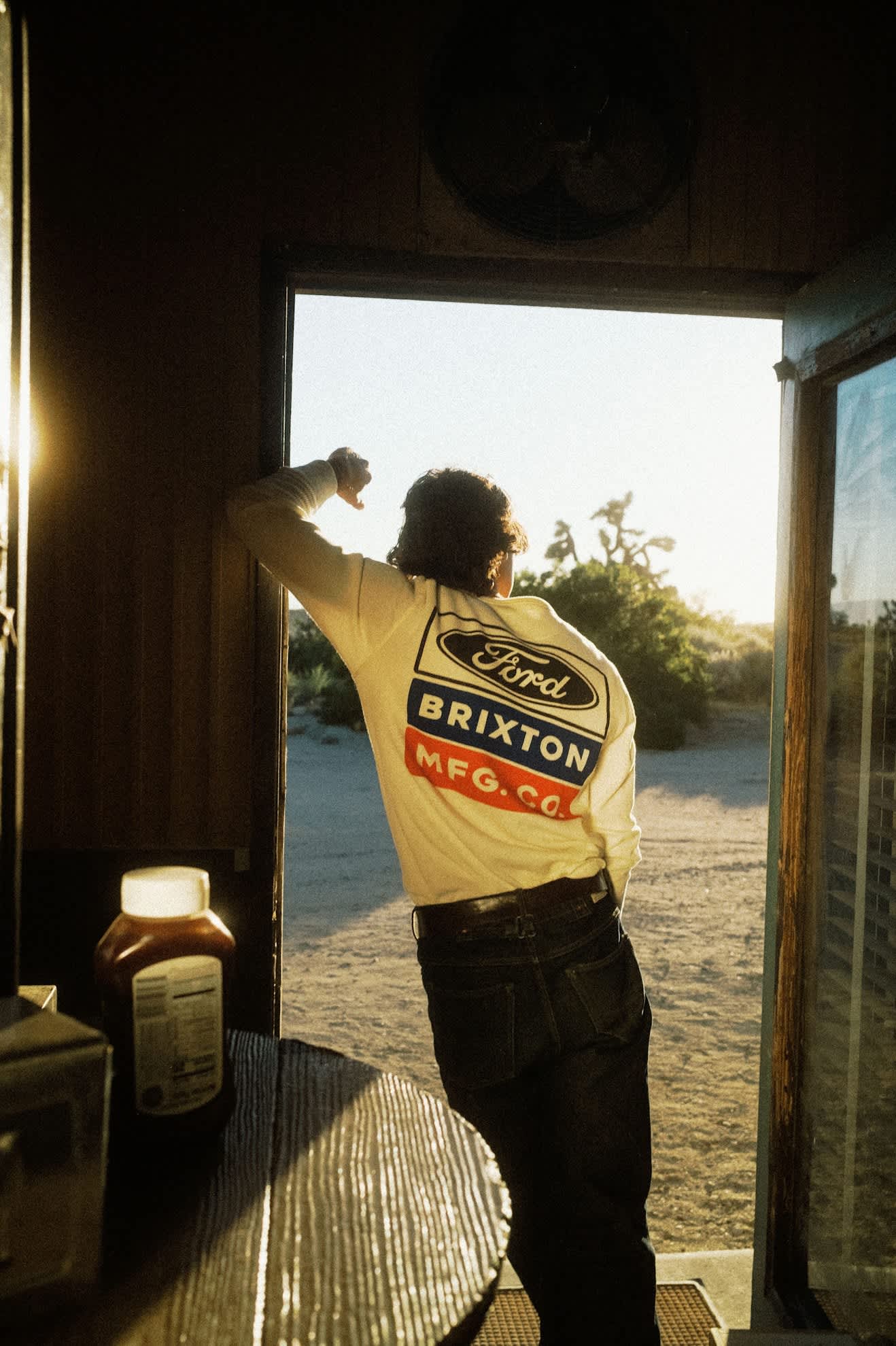 Brixton x Ford Service Dept. L/S Waffle Knit - Wimbledon White