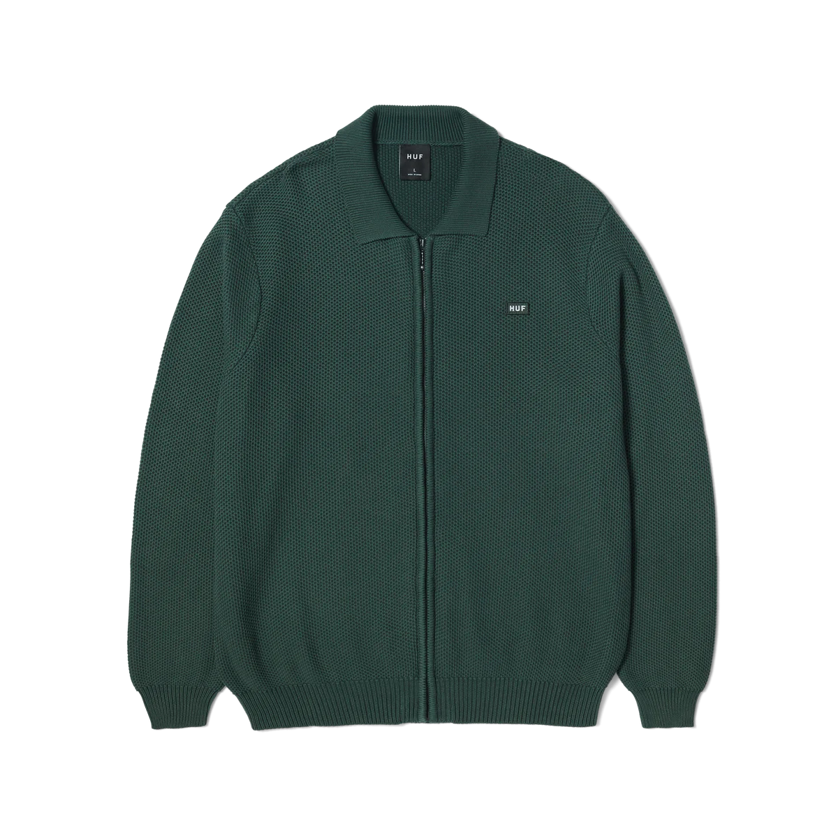 HUF Anton Zip Overdyed Sweater - Hunter Green