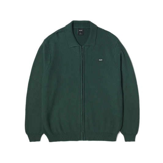 HUF Anton Zip Overdyed Sweater - Hunter Green