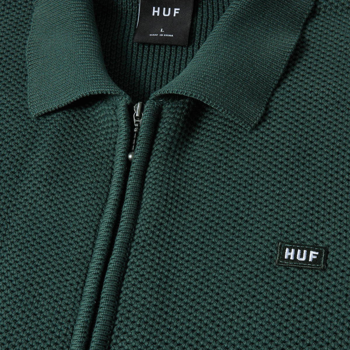 HUF Anton Zip Overdyed Sweater - Hunter Green