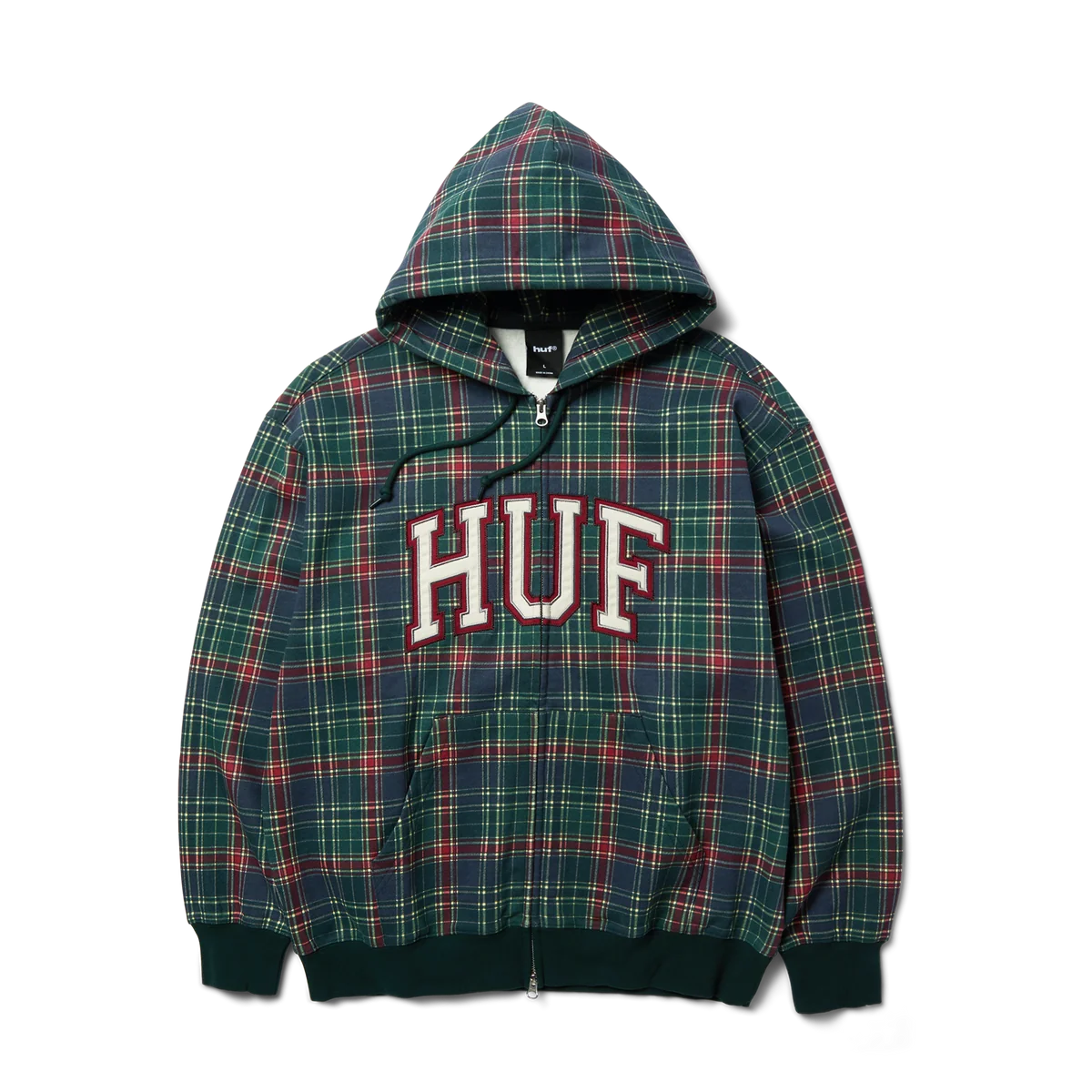 HUF Arch Plaid FZ Heavyweight Hoodie - Forest