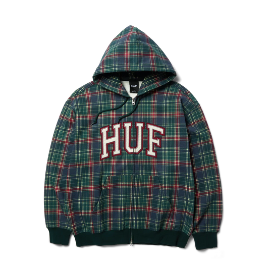 HUF Arch Plaid FZ Heavyweight Hoodie - Forest