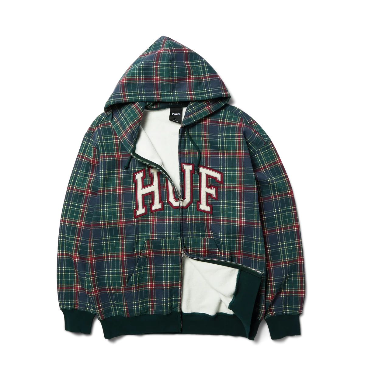 HUF Arch Plaid FZ Heavyweight Hoodie - Forest