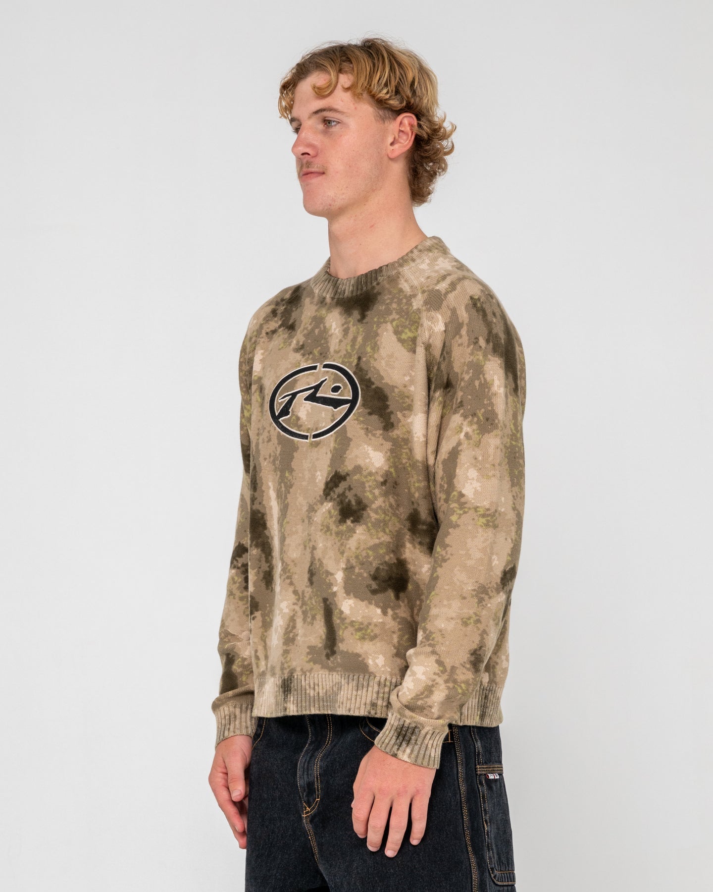 Rusty Camo Ice Printed Crew - Camo Ice