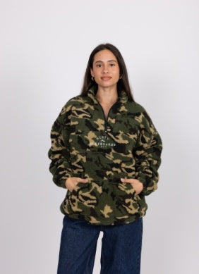 Back At It 1/4 Zip Polar Fleece - Army Camo