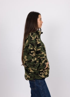 Back At It 1/4 Zip Polar Fleece - Army Camo