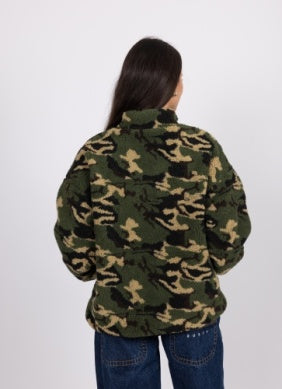 Back At It 1/4 Zip Polar Fleece - Army Camo