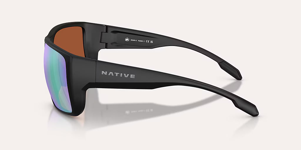Badlands XL Matte Black w/ Green Reflex Polarized