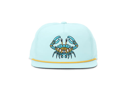 Crab Flat Brim Performance Hat - Blue