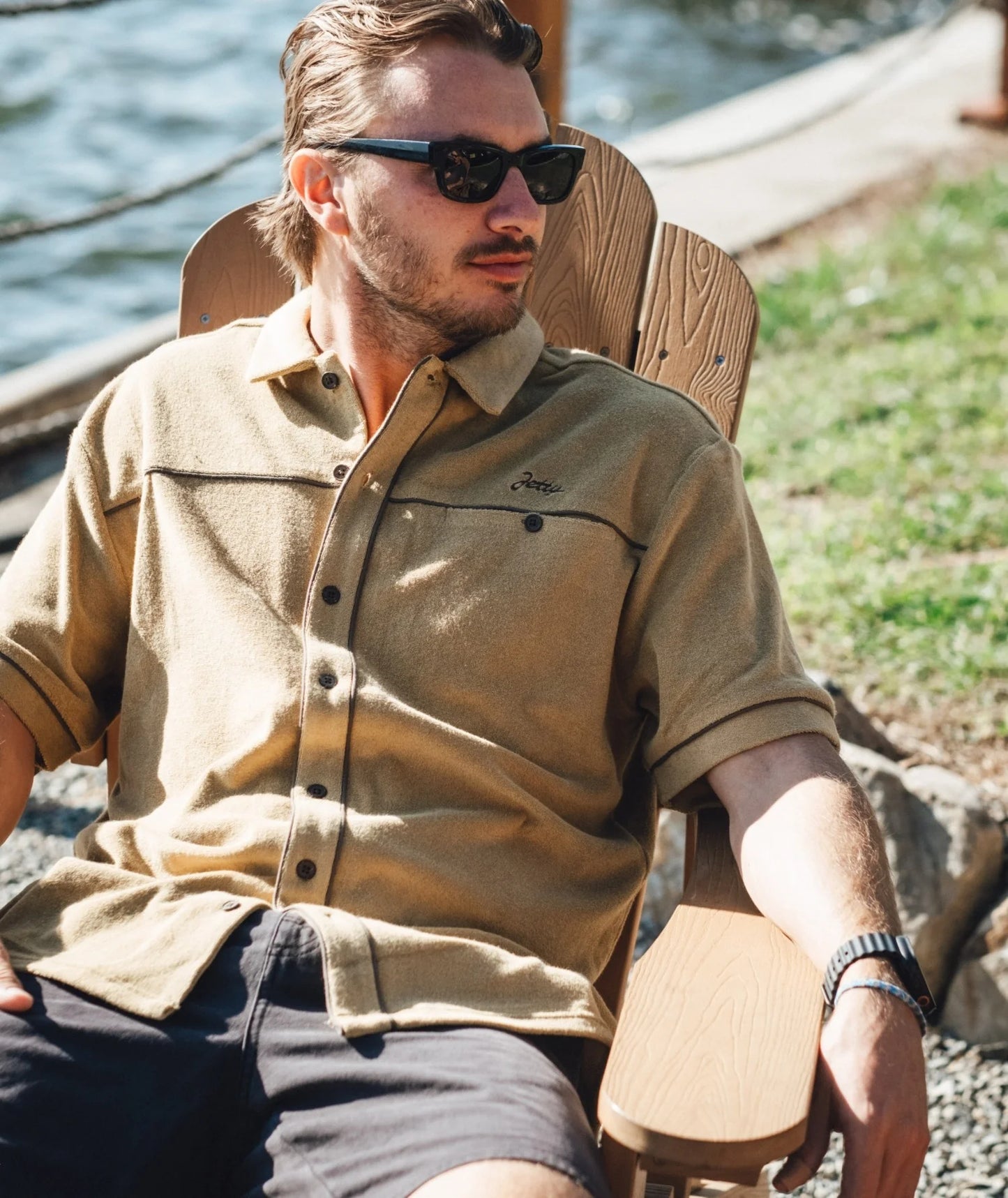 Barnegat Terry Button Down Shirt - Mustard
