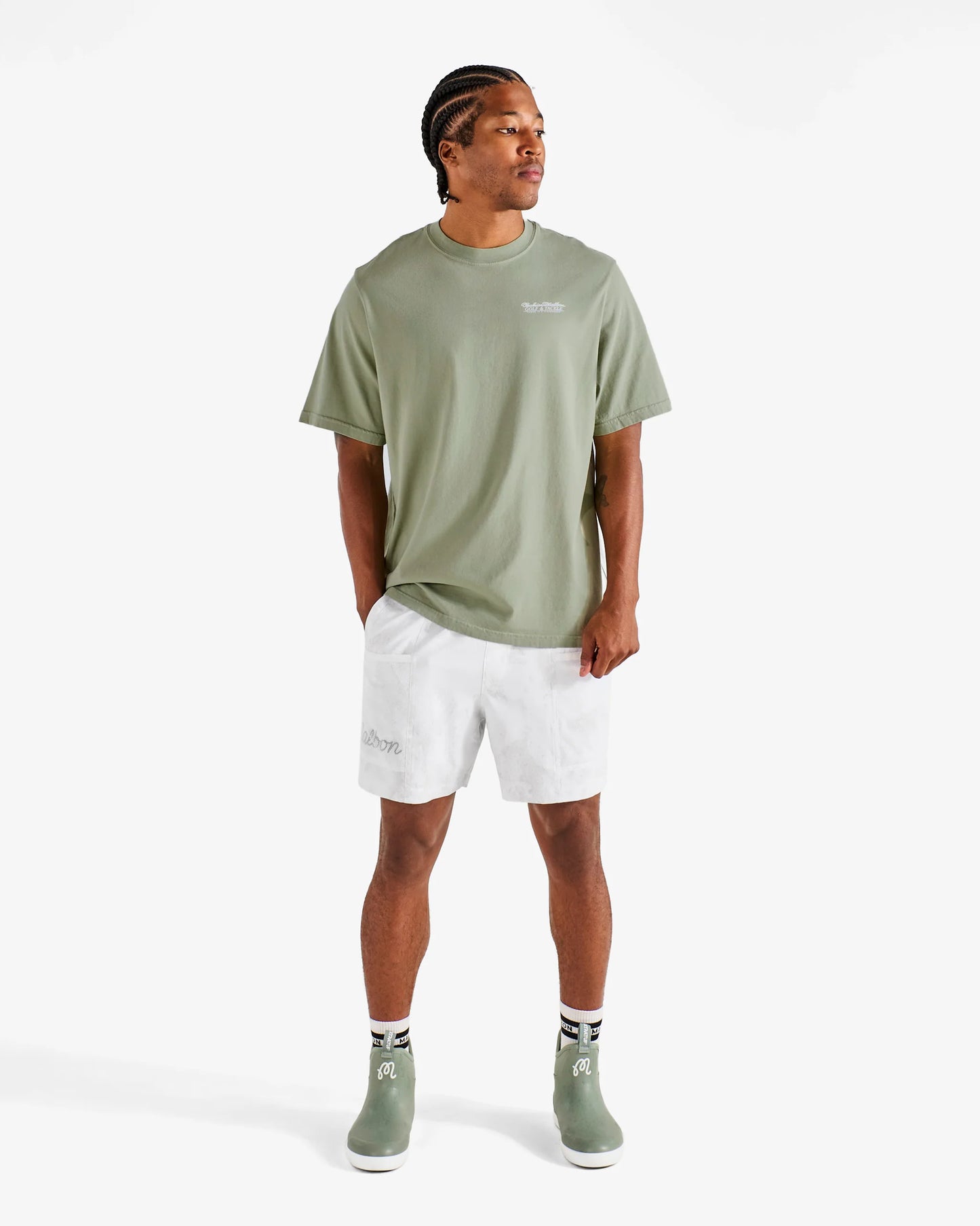 Malbon Golf and Tackle Bermuda Bahiar SS Short Sleeve Tee - Seagrass