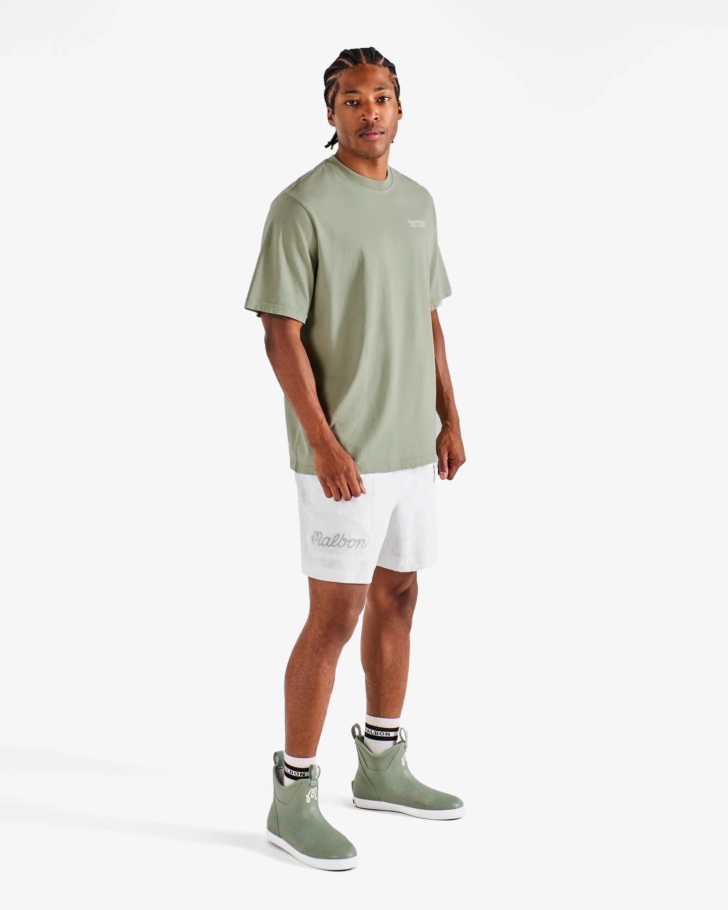 Malbon Golf and Tackle Bermuda Bahiar SS Short Sleeve Tee - Seagrass